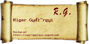 Riger Györgyi névjegykártya